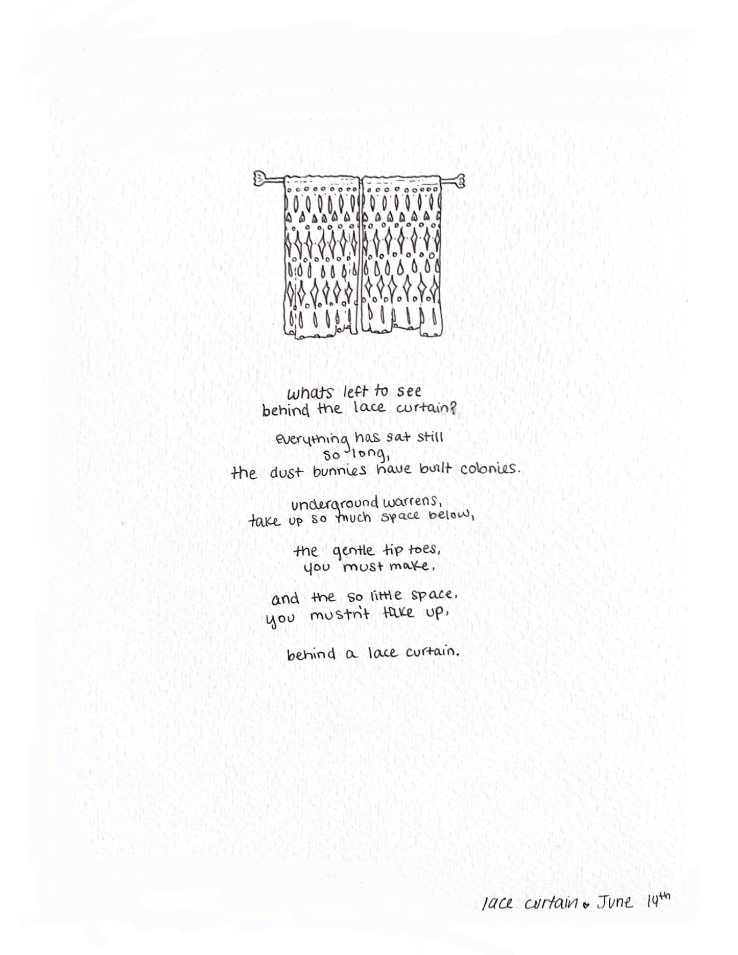 Lace curtain poem print